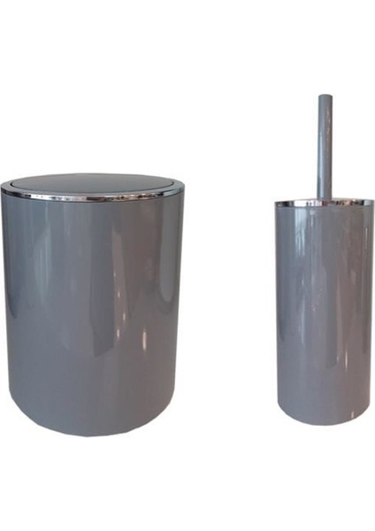 Lenox 6lt Gri Çöp Kovası ve Tuvalet Fırçası