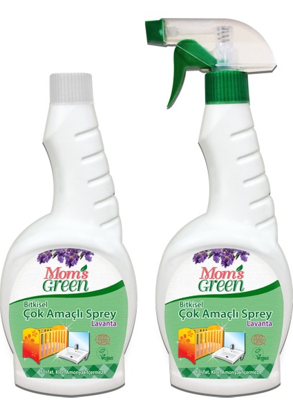 2'li Set Mom's Green Bitkisel Çok Amaçlı Sprey Lavanta 750 ml ve Yedek Şişe 750 ml