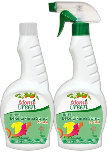 Mom's Green 2'li Set Mom's Green Bitkisel Leke Çıkarıcı Sprey Portakal ve Yedek Şişe 750 ml