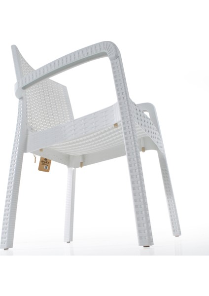 Rattan Sandalye 4 Kişilik Kollu Koltuk Bahçe Balkon Teras Sandalyesi Beyaz fiyatları