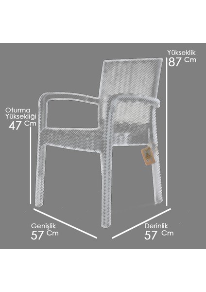 Bahex Trendlüx 6'lı Rattan Desenli Koltuk - 6 Adet Violet Trendlüx Koltuk Iç ve Dış Mekan Uyumlu