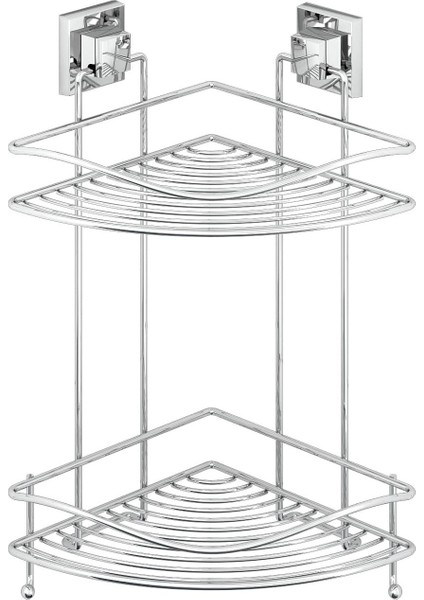 Tekno-tel Easyfıx Askılı 2 Katlı Banyo Köşe Rafı Krom EF253