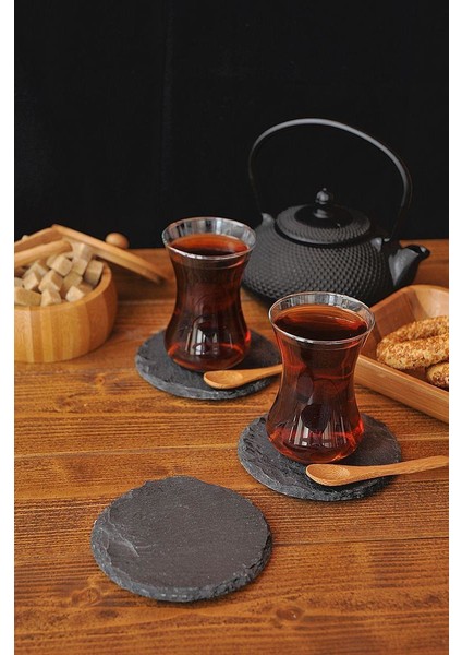 Fuego Yuvarlak Taş Bardak Altlığı 6 Lı