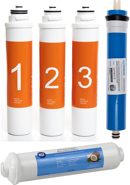 Waterlife Su Arıtma Cihazı Uyumlu Tak-Çevir 5'li Filtre Seti, Vontron Membranlı