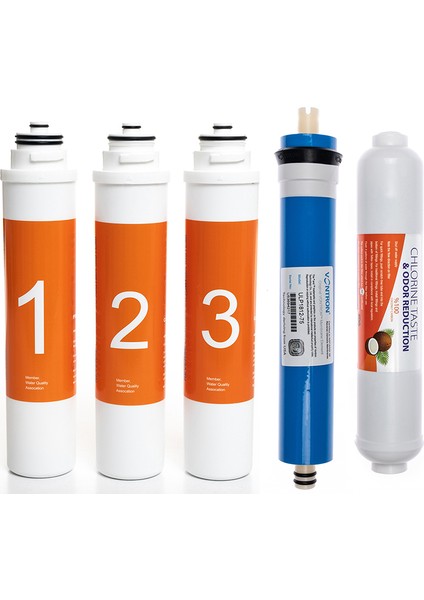 Waterlife Su Arıtma Cihazı Uyumlu Tak-Çevir 5'li Filtre Seti, Vontron Membranlı
