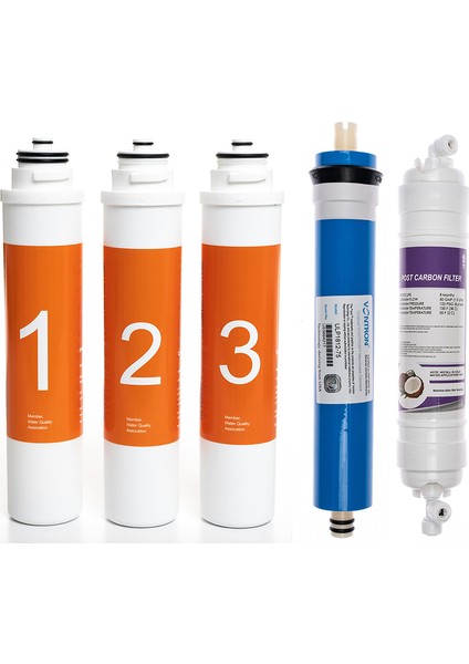 Waterlife Su Arıtma Cihazı Uyumlu Tak-Çevir 5'li Filtre Seti, Vontron Membranlı