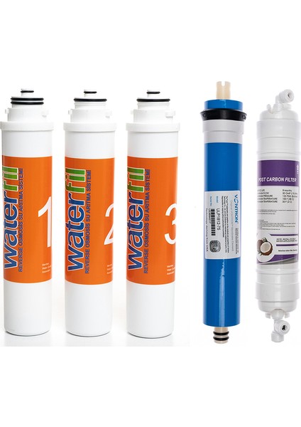 Waterlife Su Arıtma Cihazı Uyumlu Tak-Çevir 5'li Filtre Seti, Vontron Membranlı
