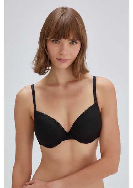 ERSK120 Violet Badem Boş Cup Tek Sütyen - Siyah