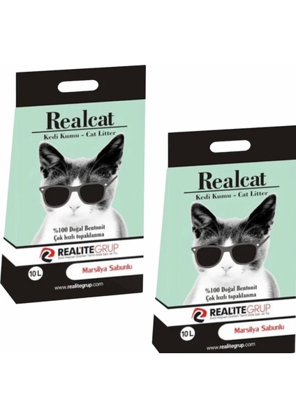 Real Cat Topaklanan Kedi Kumu Sabunlu 10 Lt x 2 Adet