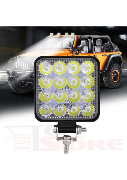 Off Road Sis Farı, 16 LED Kare Çalışma Lambası 1 Adet 12-24V, 48W
