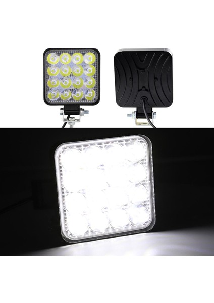 Off Road Sis Farı, 16 LED Kare Çalışma Lambası 2 Adet 12-24V, 48W