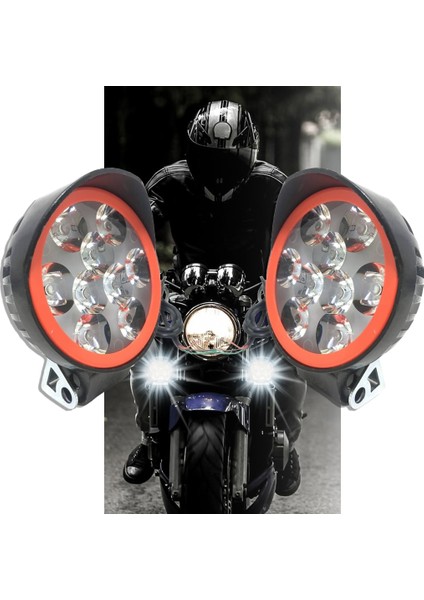 Motosiklet 9 Ledli Sis Farı Çakar Modlu 2 Adet 12V LED Far