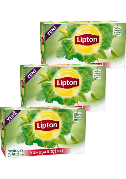 Yumuşak Içimli Bardak Poşet Yeşil Çay 20 x 1 Gr. Üçlü Set