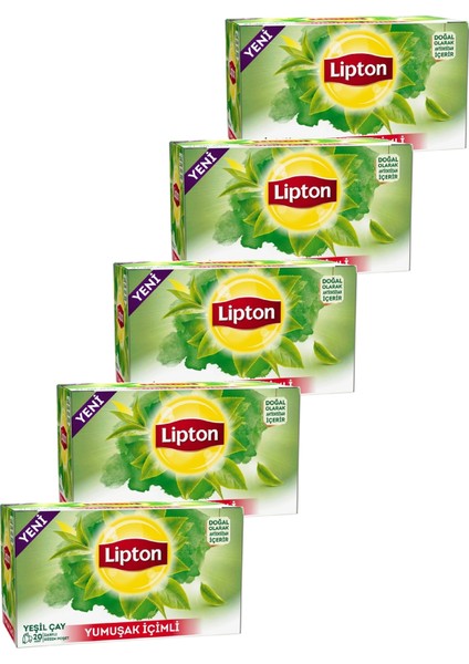 Yumuşak Içimli Bardak Poşet Yeşil Çay 20 x 1 Gr. Beşli Set