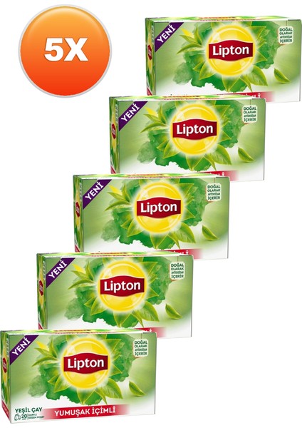 Yumuşak Içimli Bardak Poşet Yeşil Çay 20 x 1 Gr. Beşli Set