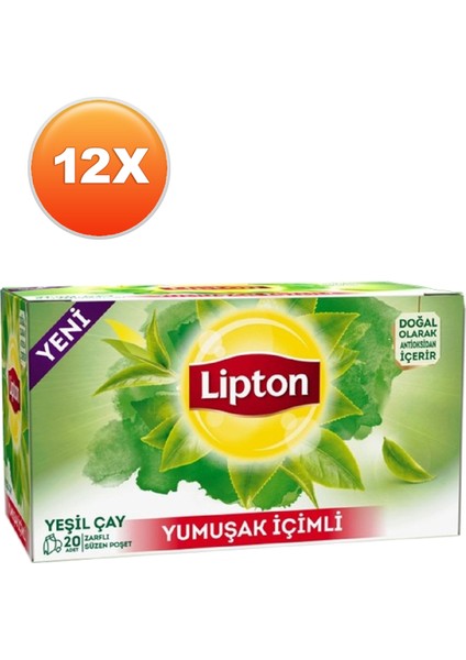 Yumuşak Içimli Bardak Poşet Yeşil Çay 20 x 1 Gr. Onikili Set