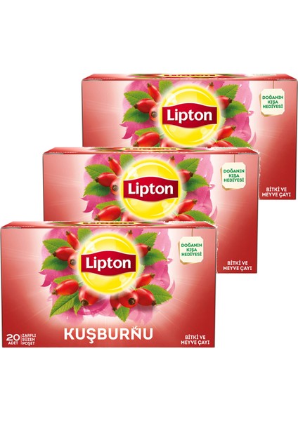 Kuşburnu Bardak Poşet Meyve Çayı 20 x 2,5 Gr. Üçlü Set