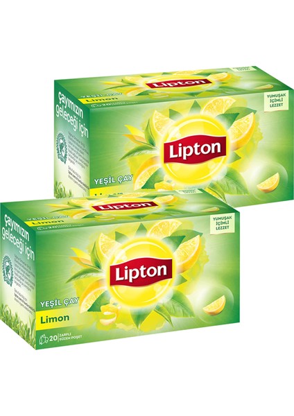 Limonlu Bardak Poşet Yeşil Çay 20 x 1,5 Gr. Ikili Set