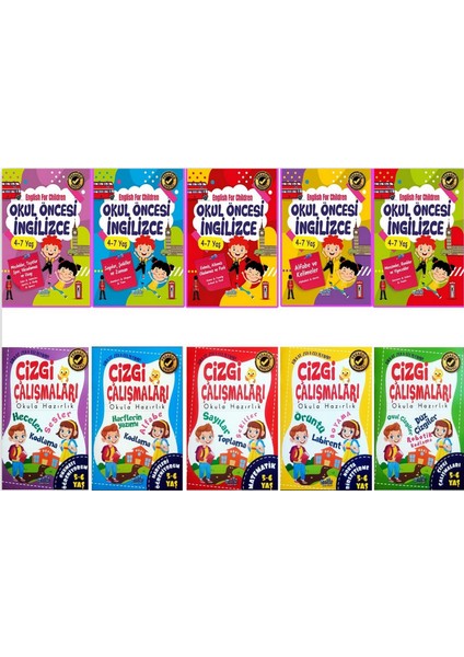 Okul Öncesi Ingilizce ve Çizgi Çalışmaları Eğitim Seti 10 Kitap