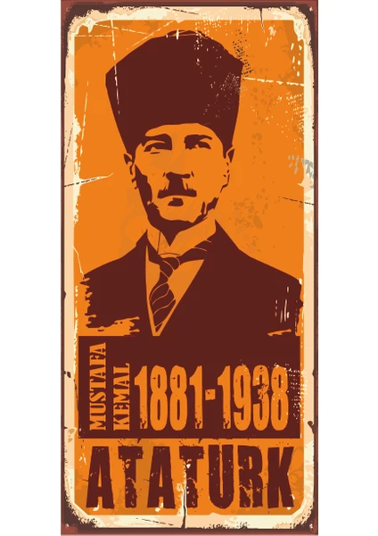 Hayat Poster Mustafa Kemal Atatürk Mini Retro Ahşap Poster