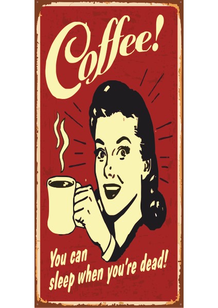 Coffee Kahve Mini Retro Ahşap Poster