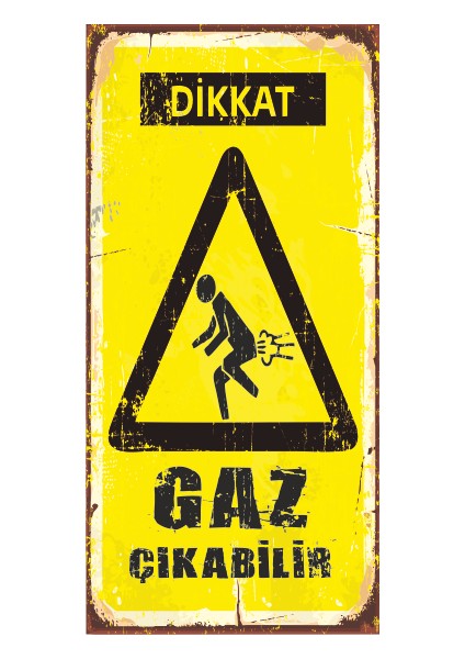 Dikkat Gaz Çıkabilir Mini Retro Ahşap Poster