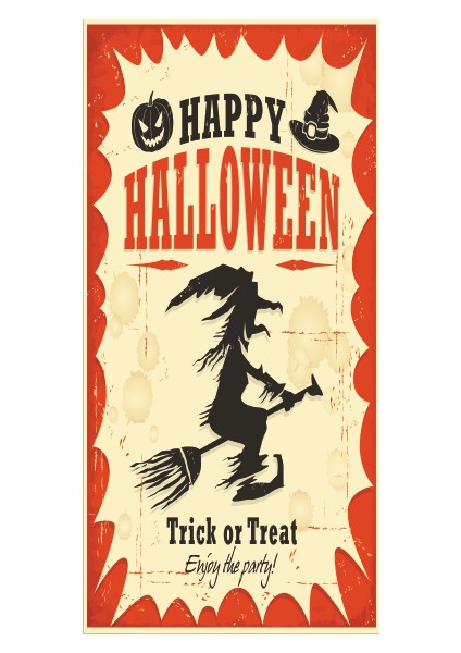 Halloween Cadılar Bayramı Mini Retro Ahşap Poster