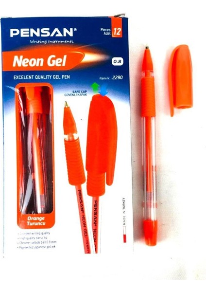 Neon Jel Tükenmez Kalem 1 mm 12'li Turuncu