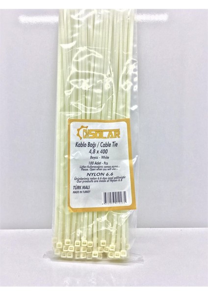 cm Solar Kablo Bağı 4,8X400 100 Adet Nylon 6,6