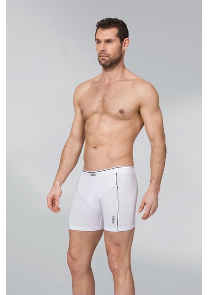 3 Adet Beyaz Renk Biyeli Modal Boxer