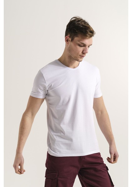 Riley V Yaka Slim Fit Basic Erkek Tshirt