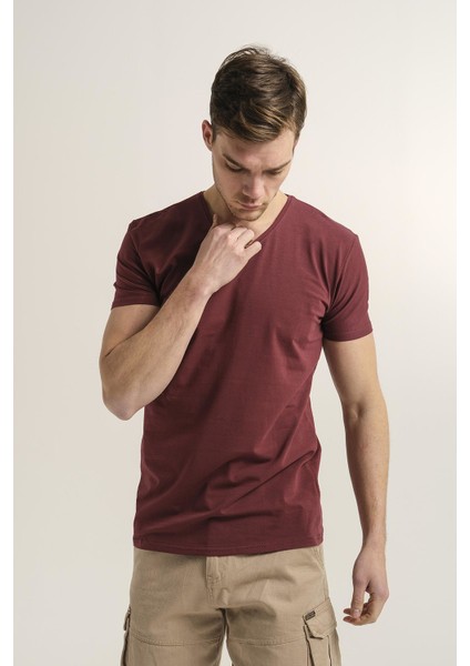 Riley V Yaka Slim Fit Basic Erkek Tshirt