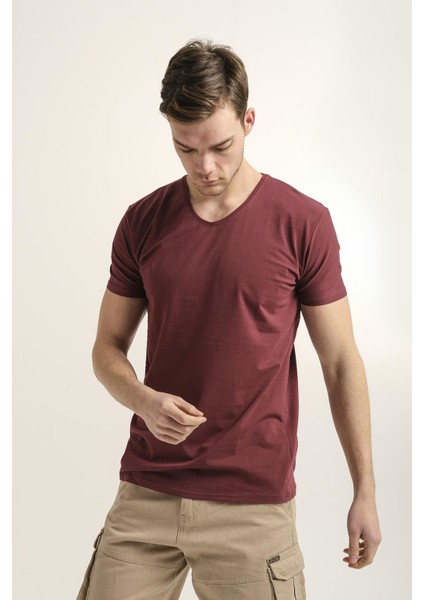 Riley V Yaka Slim Fit Basic Erkek Tshirt