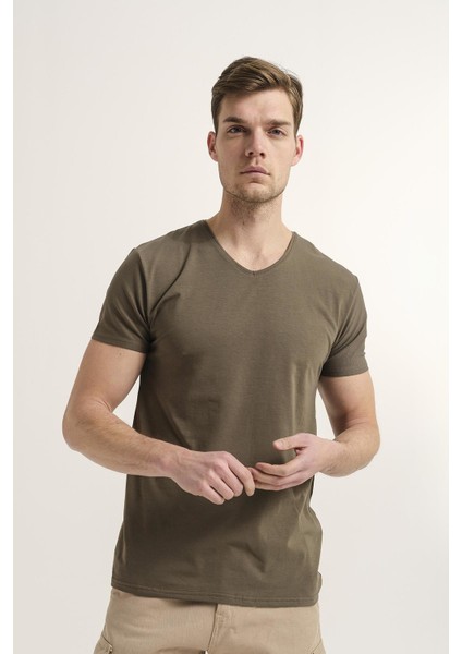 Riley V Yaka Slim Fit Basic Erkek Tshirt