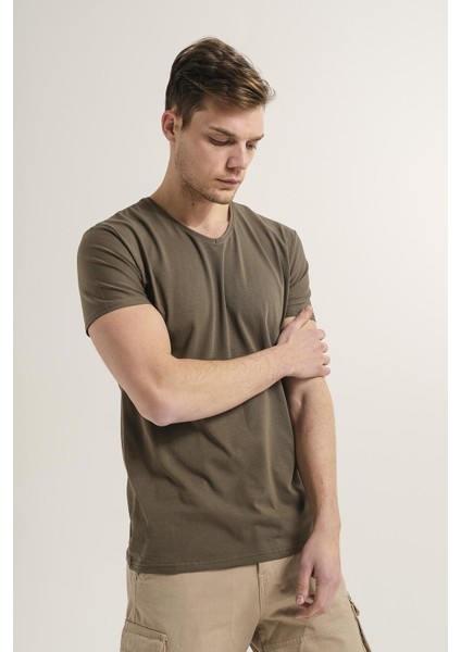 Riley V Yaka Slim Fit Basic Erkek Tshirt