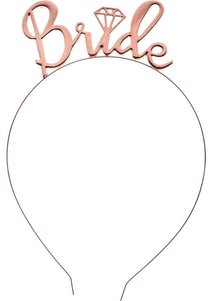 Taç - Bride - Metal - Rose Gold - Bride To Be Kol Bantı - Parti