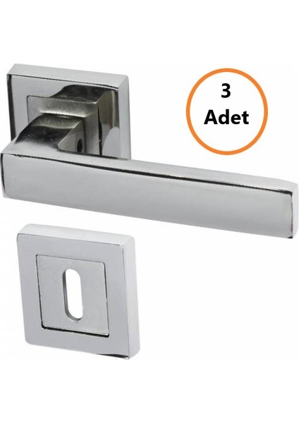 Avanti Nikel Saten Kare Rozetli Oda Kapı Kolu-3 Takım