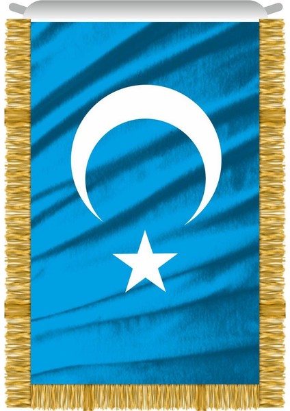 Doğu Türkistan Bayrağı Saçaklı 50 x 75 cm
