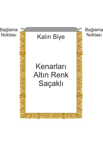 Kelime-I Tevhid Bayrağı Saçaklı 50 x 75 cm Siyah