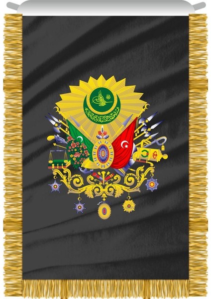 Osmanlı Bayrağı Flaması Saçaklı 50 x 75 cm Siyah