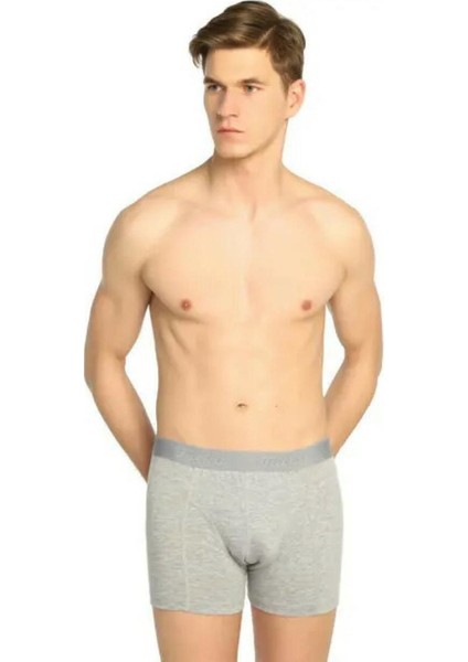 Erkek Gri Likralı Elastan Boxer 4'Lü Paket