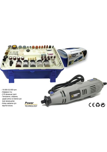 Emsa Karona Italy Gravür Seti, Mini Kalıpçı Taşlama Makinesi 218 Parça fiyatları