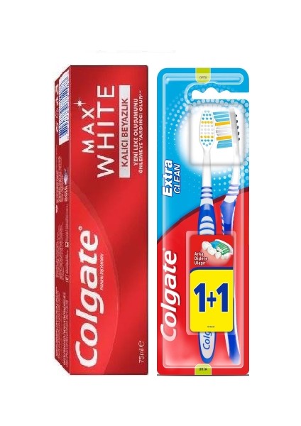 Max White Diş Macunu 75 ml + Extra Clean 1+1 Diş Fırçası