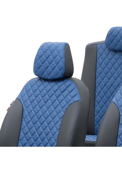 Mercedes Vito 2006-2015 5+1 (6 Kişi) Özel Üretim Koltuk Kılıfı Madrid Design Deri Mavi - Siyah