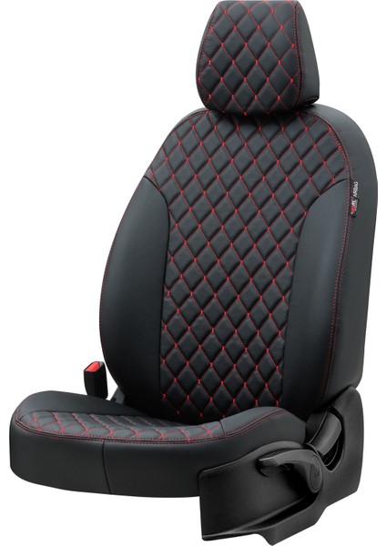 Seat Altea Xl 2004-2015 Özel Üretim Koltuk Kılıfı Madrid Design Deri Siyah - Kırmızı