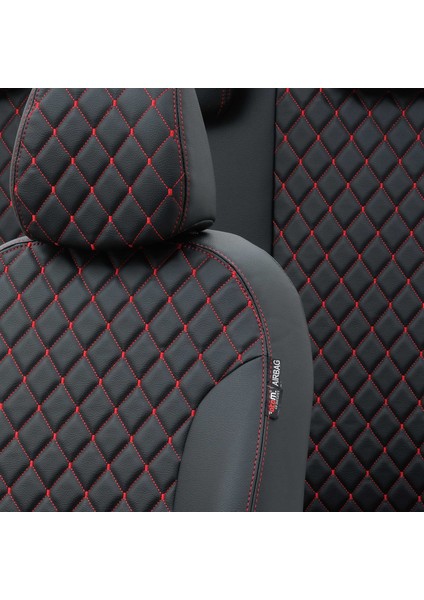 Seat Altea Xl 2004-2015 Özel Üretim Koltuk Kılıfı Madrid Design Deri Siyah - Kırmızı