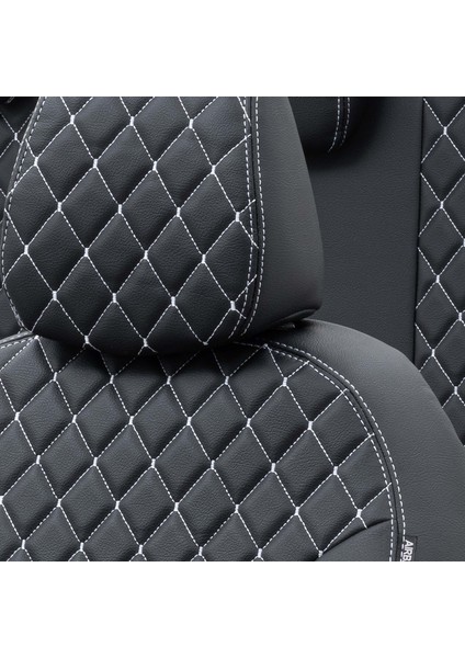 Mitsubishi Colt 2004-2009 Özel Üretim Koltuk Kılıfı Madrid Design Deri Siyah - Beyaz indirimleri