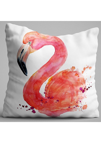 Flamingo Figürlü Özel Tasarım Yastık Kırlent Kılıfı 607 - Çift Tarafı Baskılı