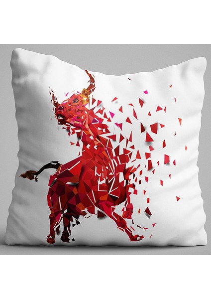 Boğa Desenli Özel Tasarım Yastık Kırlent Kılıfı 606 - Çift Tarafı Baskılı