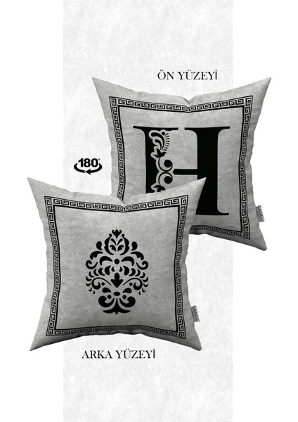 Çift Taraflı Dijital Baskılı Harfli Kırlent Kılıfı - Harf H